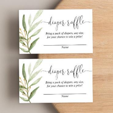 greenery gold baby shower diaper raffle cards