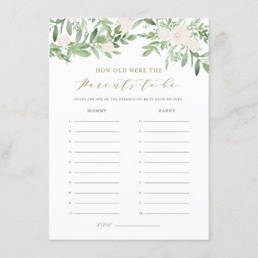 Greenery How Old Were the Parents Baby Shower Game Enclosure Card
