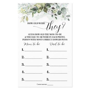 Greenery How old were They Baby Shower Game Card Flyer