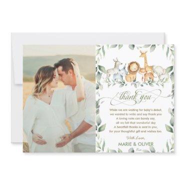 Greenery Jungle Animals Baby Shower Birthday Photo Thank You Card
