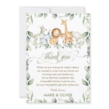 Greenery Jungle Animals Baby Shower Birthday    Th Thank You Card