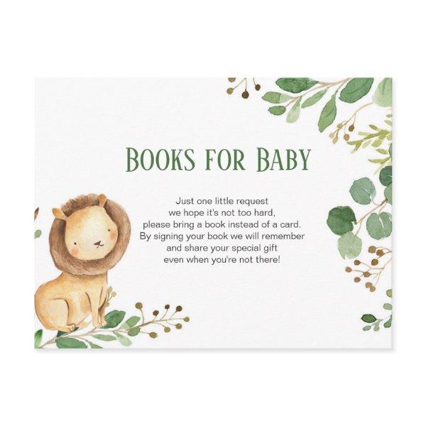 Greenery Lion Baby Books insert card
