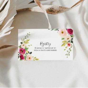 Greenery Pink Blush Floral Wedding Gift Registry Enclosure Card