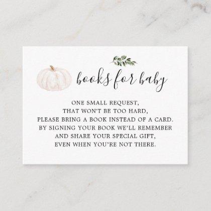 Greenery Pumpkin Baby Shower Book Request Enclosure Card