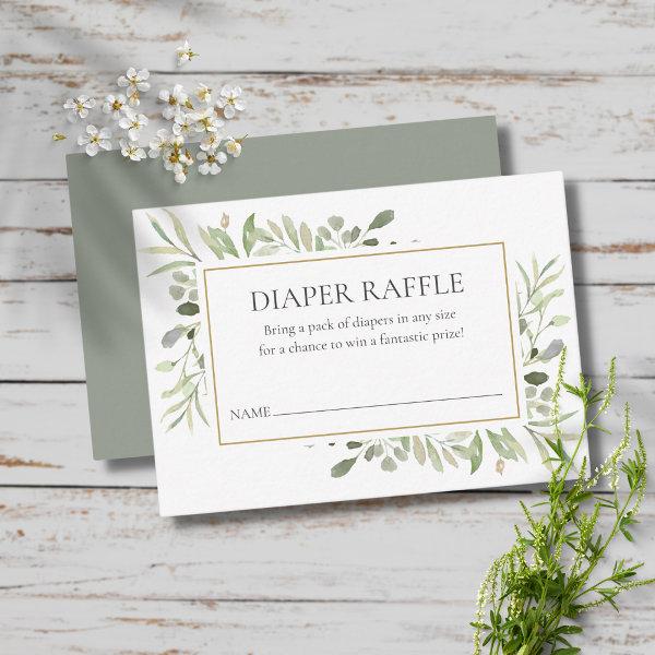 Greenery Watercolour Diaper Raffle Baby Shower Enclosure Card