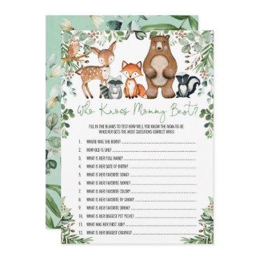 Greenery Woodland Who Knows Mommy Best Game Card