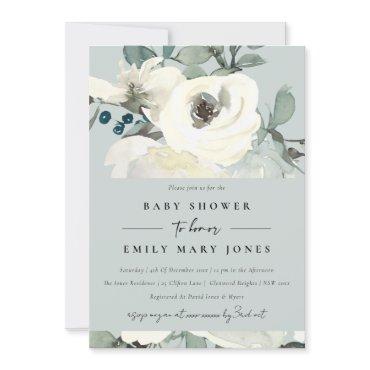 GREY NEUTRAL IVORY WHITE FLORAL BUNCH
