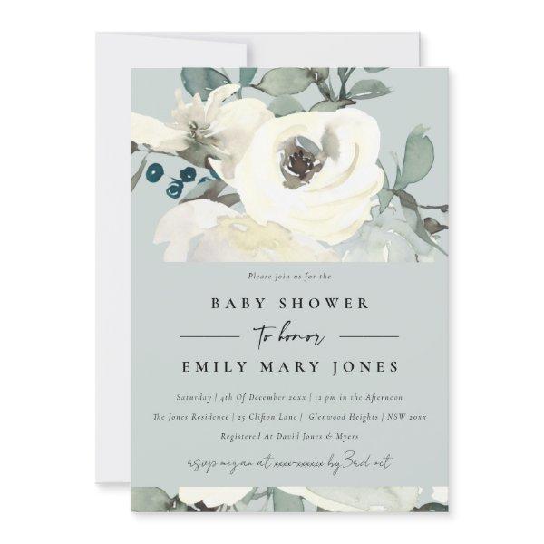 GREY NEUTRAL IVORY WHITE FLORAL BUNCH