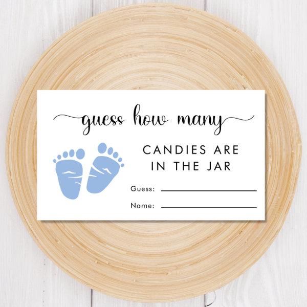 Guess How Many Candies Baby Boy Shower Game Enclosure Card