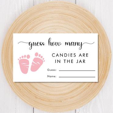 Guess How Many Candies Baby Girl Shower Game Enclosure Card