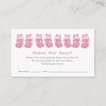 Guess How Many Gummy Bears Pink Baby Shower Game Enclosure Card