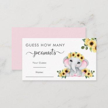 Guess How Many Peanuts Elephant Baby Girl Shower Enclosure Card