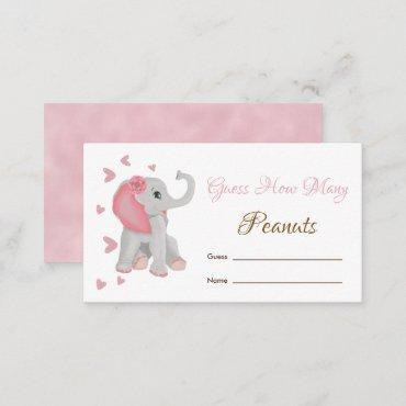 Guess How Many Peanuts Elephant Baby Shower Game Enclosure Card