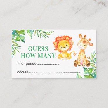 Guess How Many Safari Baby Shower Birthday Game Enclosure Card
