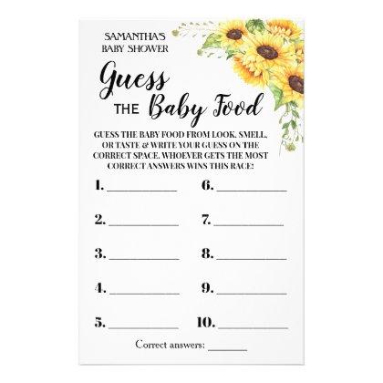 Guess the Baby food shower game card Flyer