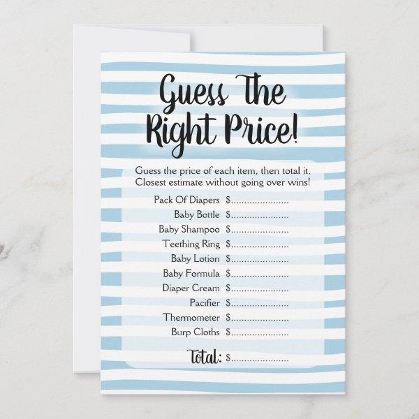 Guess The Price Baby Shower Game Blue White