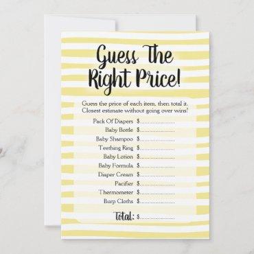 Guess The Price Baby Shower Game Yellow White