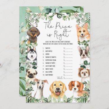 Guess the Right Price Puppy Baby Shower Game Card