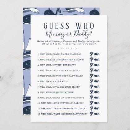 Guess Who Baby Shower Game | Nautical Whale Boy Invitation