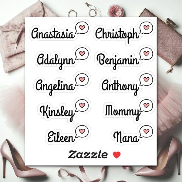 Guest List 10 Names Funny Fun Pink Speech Bubble Sticker
