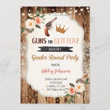 Guns or Glitter gender reveal card