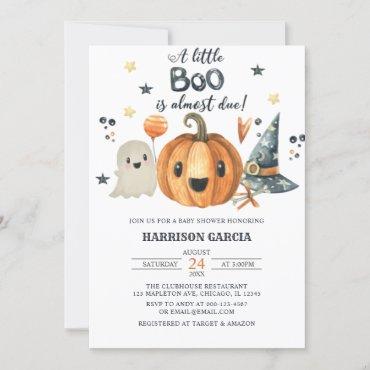 Halloween A Little Boo Pumpkin Baby Shower Invitation