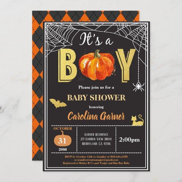 Halloween baby boy shower . Black gold