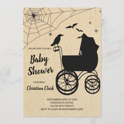 Halloween Baby Shower Spooky Gothic Invitation