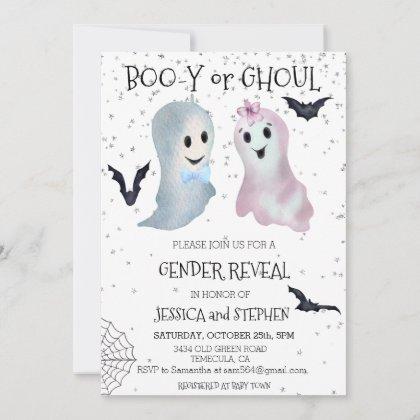 Halloween Boo-y and Ghoul Gender Reveal Ghosts Invitation