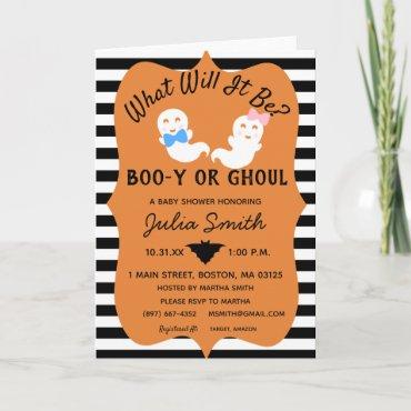 Halloween Gender Reveal Invite, Boo-y or Ghoul Inv Card