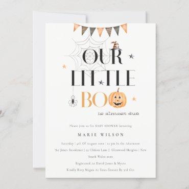Halloween Pumpkin Little Boo Baby Shower Invite
