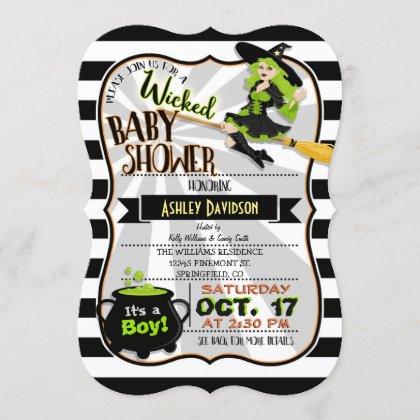 Halloween Theme Witch Baby Shower Invitation