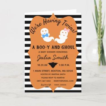 Halloween Twin Gender Reveal Invite Boo-y or Ghoul