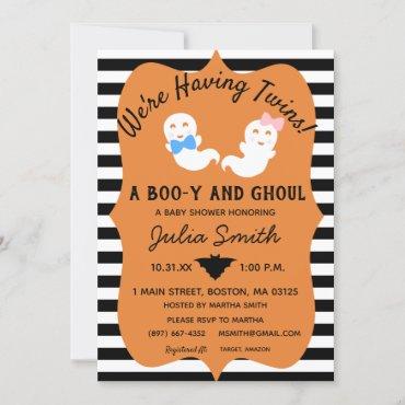 Halloween Twin Gender Reveal Invite Boo-y or Ghoul