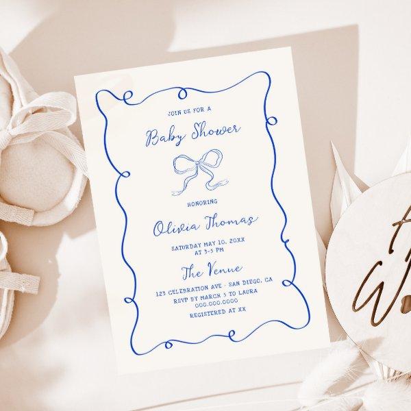 Hand Drawn Blue Bow