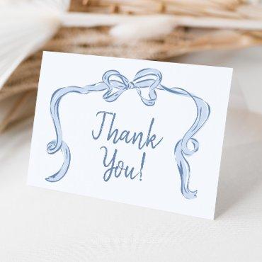 Hand Drawn Bow Boy Baby Shower Thank You Card