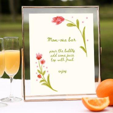 Hand Drawn Floral Mom-osa Bar Poster