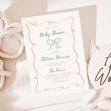 Hand Drawn Pink Green Bow