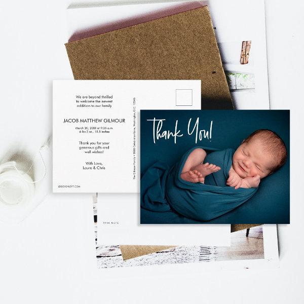 Handlettering Baby Boy Photo baby shower thank you Postcard