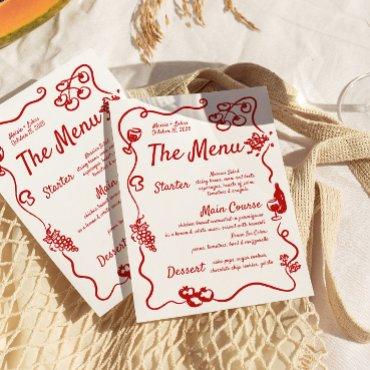 Handwritten Illustrated Wavy Border Whimsical Menu