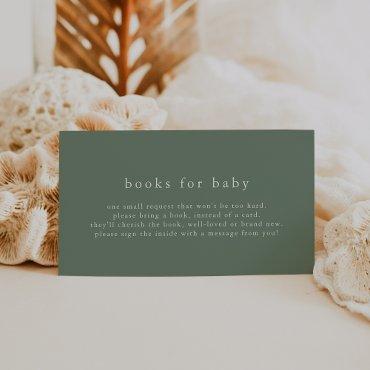 HANNAH Green Simple Baby Shower Books for Baby Enclosure Card