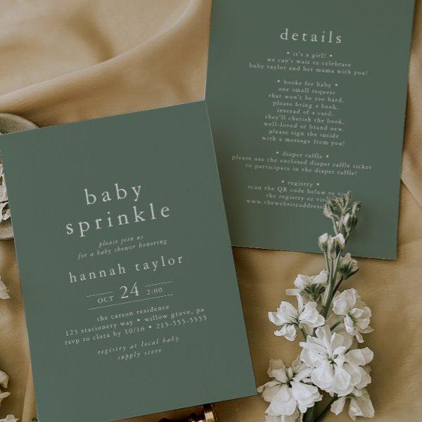 HANNAH Neutral Green Boho Simple Baby Sprinkle