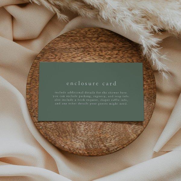 HANNAH Unique Sage Green Boho Simple Baby Shower Enclosure Card