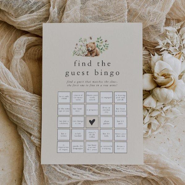 HANNAH Vintage Bear Find the Guest Bingo Game Card