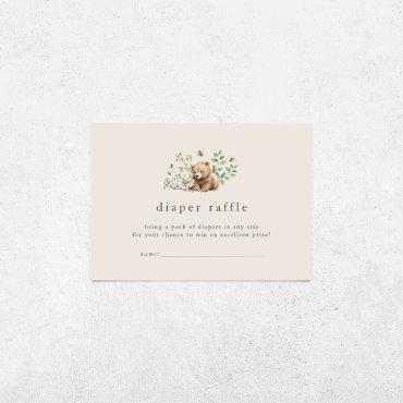 HANNAH Vintage Woodland Baby Shower Diaper Raffle Enclosure Card