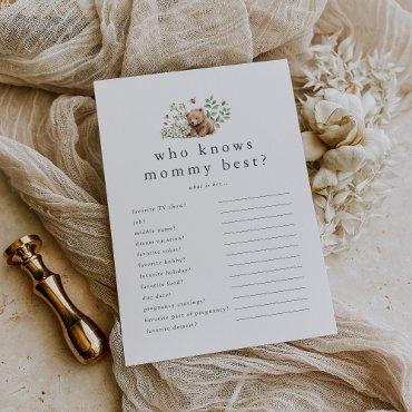 HANNAH Who Knows Mommy Best Baby Shower Game Card