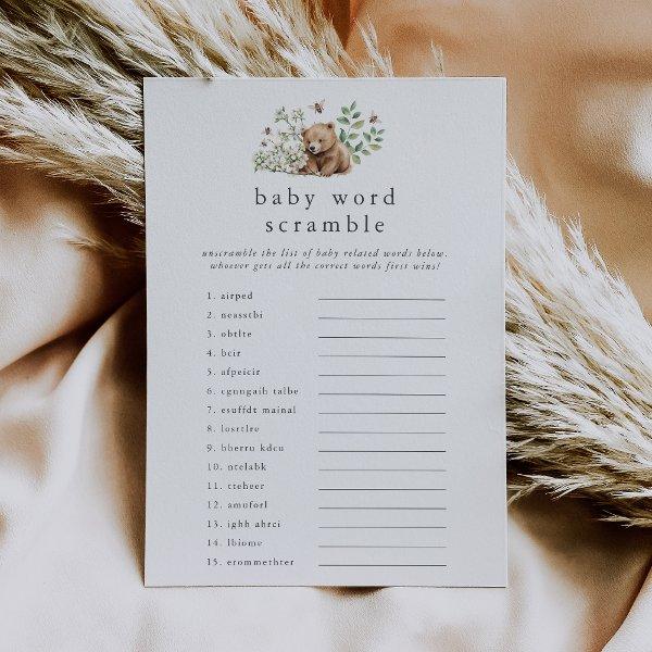 HANNAH Woodland Baby Shower Word Scramble Game