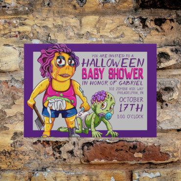 Happy Halloween | Zombie Baby Shower Postcard