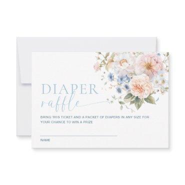 Hargrove Blue Floral Diaper Raffle Ticket Card