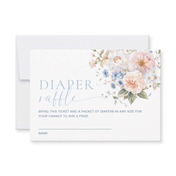 Hargrove Blue Floral Diaper Raffle Ticket Card
